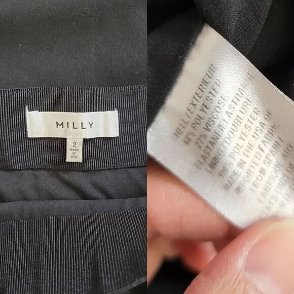 MILLY CADY CASCADE MIDI SKIRT BLACK SIZE 2 - Picture 2 of 5